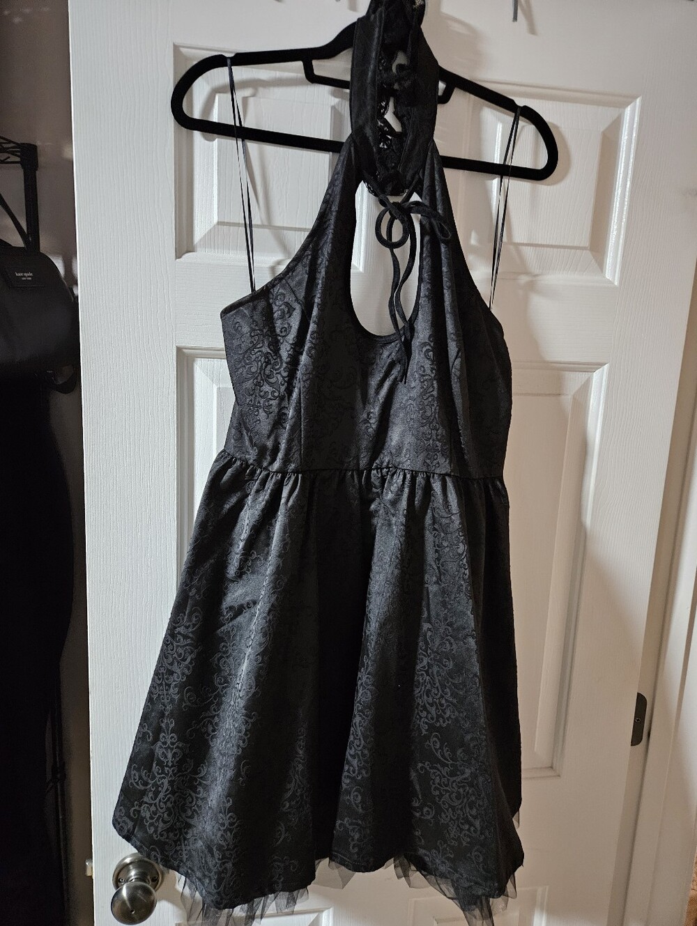 Women's Killstar Black Halter Fit-and-Flare Party Dress
